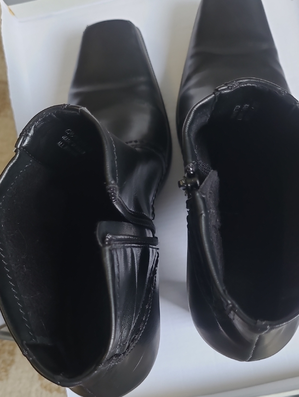 Franco Sarto Black Leather Square-Toe Ankle Booties - Picture 8 of 12